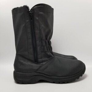 Angel Steps Womens Double Zip Boots Black Round Toe Side Faux Fur Lined Size 10M